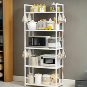 Lukzer Modular Kitchen Storage Rack Plastic & Metal Organizer (5-Tier/PMR-006/White)