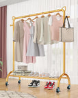 Multi-Functional Cloth Rack Stand with Bottom Shelves & Wheels | (Cat Ear Design/148x120x38cms)