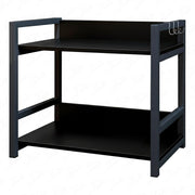 Lukzer 2-Tier Multipurpose Metal & Wood Kitchen Storage Rack (MKR-002/Black & Black)