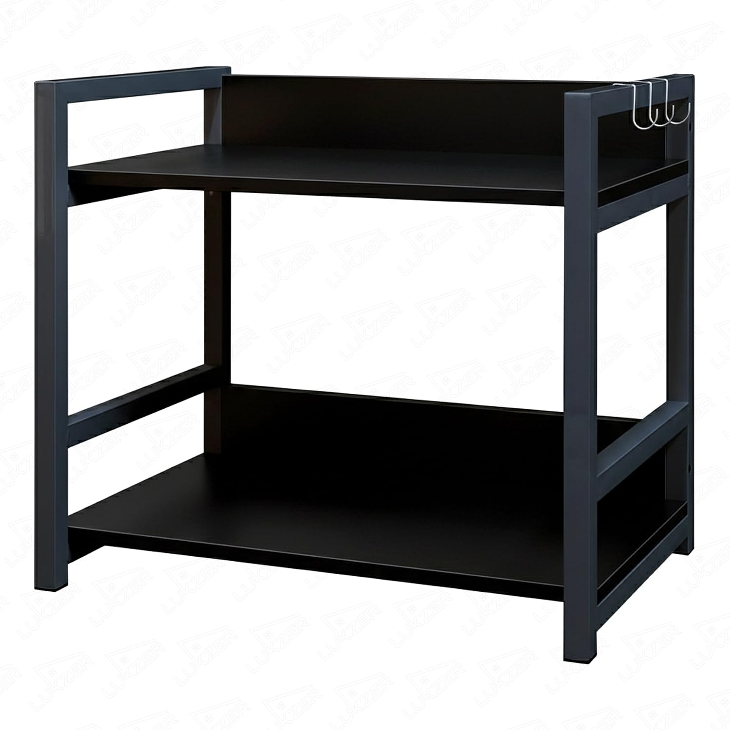Lukzer 2-Tier Multipurpose Metal & Wood Kitchen Storage Rack (MKR-002/Black & Black)