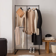 Lukzer Multi-Rod Double Pole Garment Rack – Heavy-Duty Clothing Stand (Black, 160x80x40cm)