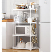 Lukzer Modular Kitchen Storage Rack Plastic & Metal Organizer (4-Tier/PMR-005/White)