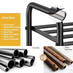 Lukzer Metal 4 Layer Shoe Rack Organizer (Black)