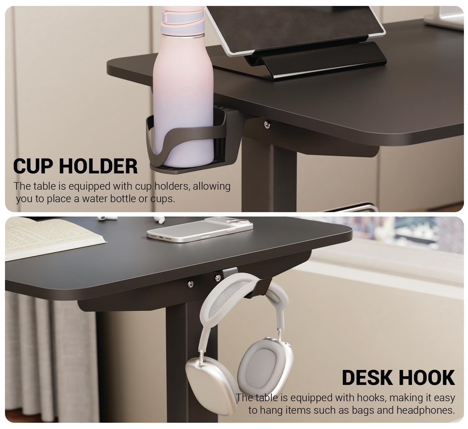Lukzer L-Shape Electric Height Adjustable Study Desk (EST-001/Black & Black) 3-Years Warranty