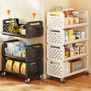 Lukzer 4-Tier Multipurpose Detachable Kitchen Storage Rack with Wheels (PMR-002/White)
