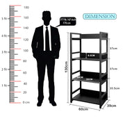 Lukzer 4-Tier Multipurpose Metal & Wood Kitchen Storage Rack (MKR-004/Black & Black)