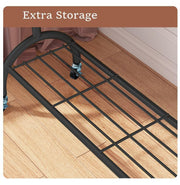 Lukzer Multi-Functional Cat-Ear Hook Metal Garment Stand with Wheels (CGS-005/Black)