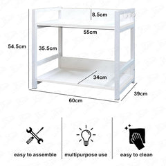 Lukzer 2-Tier Multipurpose Metal & Wood Kitchen Storage Rack (MKR-002/White & White)