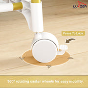 Lukzer A-Shaped Metal Garment Stand with Dual Storage Shelves & Wheels (MGR-010/Gold)