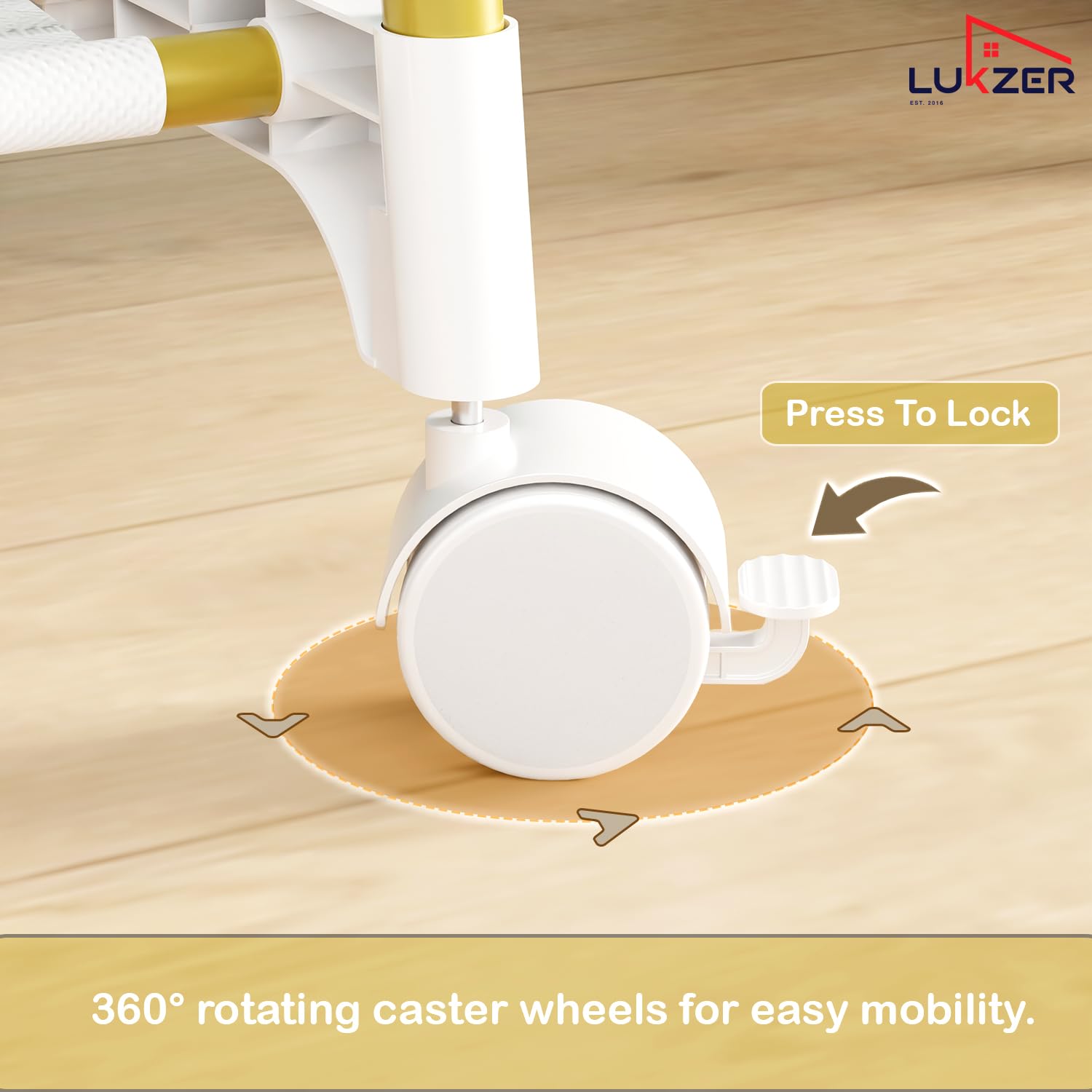 Lukzer A-Shaped Metal Garment Stand with Dual Storage Shelves & Wheels (MGR-010/Gold)