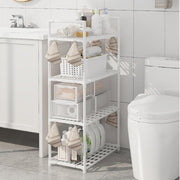 Lukzer Modular Kitchen Storage Rack Plastic & Metal Organizer (4-Tier/PMR-005/White)