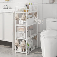 Lukzer Modular Kitchen Storage Rack Plastic & Metal Organizer (4-Tier/PMR-005/White)