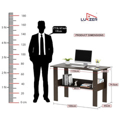 Lukzer Modern Computer Desk with Bookshelf Study Table Made with Engineered Wood (ST-005/Wenge)