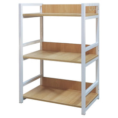Lukzer 3-Tier Multipurpose Metal & Wood Kitchen Storage Rack (MKR-003/Oak Light with White)