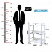 Lukzer 3-Tier Multipurpose Metal & Wood Kitchen Storage Rack (MKR-003/White & White)