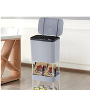 Lukzer 3-Tier Rolling Utility Cart with Trash Bin | Slim Plastic & Steel Organizer (PMR-007/Grey)