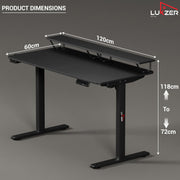 Lukzer Electric Height Adjustable Desk with Monitor Riser USB & Type-C Sit-Stand Table (EST-004/Black & Black)