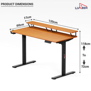 Lukzer Electric Height Adjustable Desk with Monitor Riser USB & Type-C Sit-Stand Table (EST-004/Black & Oak Brown)