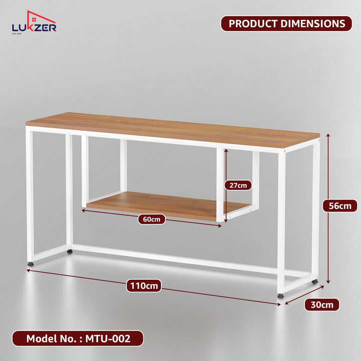 Lukzer TV Unit Stand for TVs up to 43 Inch Engineered Wood with Metal (MTU-002/White & Oak Brown)