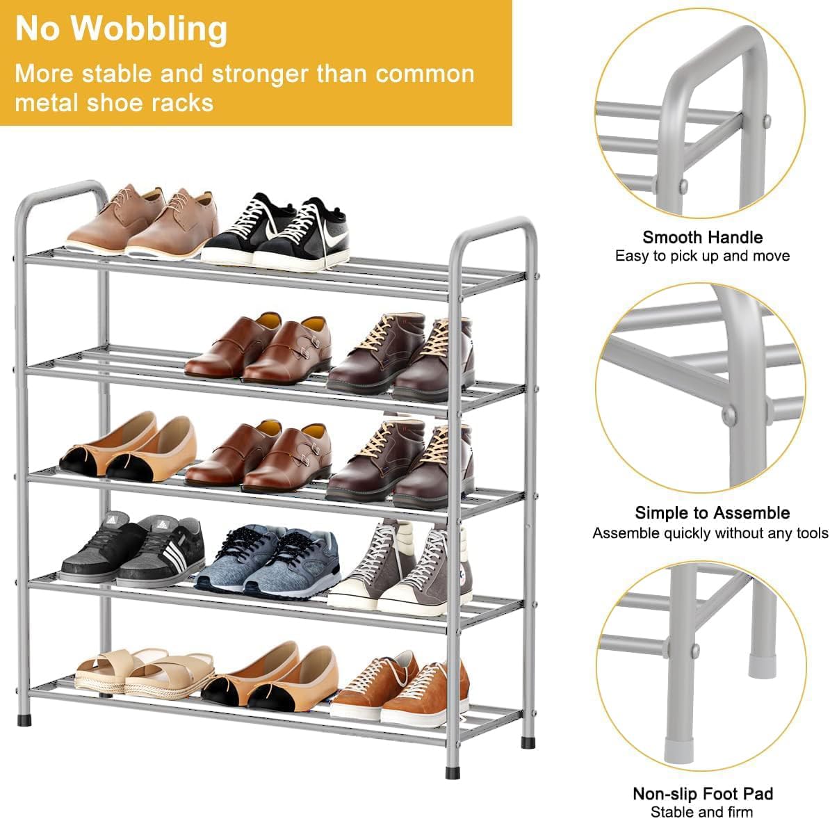 Lukzer Metal Shoe Rack & Open Display Shelf – Durable Storage Organizer