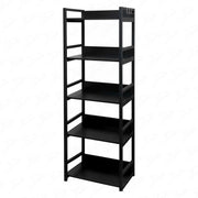 Lukzer 5-Tier Multipurpose Metal & Wood Kitchen Storage Rack (MKR-005/Black & Black)