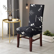 Lukzer Polyester Chair Cover -  Black with White Flower (CC-002-01)
