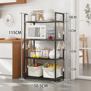 Lukzer Modular Kitchen Storage Rack Plastic & Metal Organizer (4-Tier/PMR-005/Black)