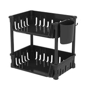 Lukzer 2-Tier Plastic Desk Storage & Book Organizer with Pen Holder (PMR-008/Black)