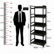 Lukzer 5-Tier Multipurpose Metal & Wood Kitchen Storage Rack (MKR-005/Black & Black)