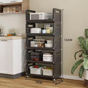 Lukzer 5-Tier Multipurpose Detachable Kitchen Storage Rack with Wheels (PMR-003/Black)