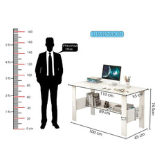 Lukzer Modern Computer Desk with Bookshelf Study Table Made with Engineered Wood (ST-005/White)