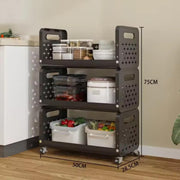 Lukzer 3-Tier Multipurpose Detachable Kitchen Storage Rack with Wheels (PMR-001/Black)