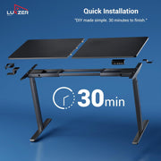 Lukzer Dual Motor Electric Height Adjustable Desk th Memory Controller Standing Table EST-002/Black & Black)