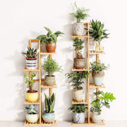 Lukzer 6-Tier Bamboo Plant Stand | Indoor Outdoor Tiered Plant Shelf Organizer