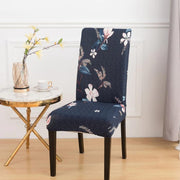 Lukzer Polyester Chair Cover -  Navy Blue Flower (CC-012-01)