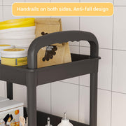 Lukzer 3-Tier Plastic Movable Kitchen Organizer with Cutlery Holder & Hooks (PMR-009/Black)