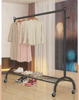 Multi-Functional Cloth Rack Stand with Bottom Shelves & Wheels | (Cat Ear Design/148x120x38cms)