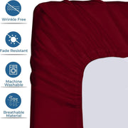 Lukzer Terry Cotton Waterproof Mattress Protector Maroon (MTP-MAR-001)