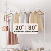 Lukzer Heavy-Duty Portable Metal Clothes Rack with Double Rod & Bottom Shelf (MGR-002/White)