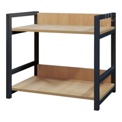 Lukzer 2-Tier Multipurpose Metal & Wood Kitchen Storage Rack (MKR-002/Oak Light with Black)