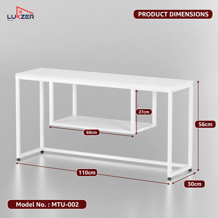 Lukzer TV Unit Stand for TVs up to 43 Inch Engineered Wood with Metal (MTU-002/White & White)