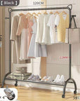 Multi-Functional Cloth Rack Stand with Bottom Shelves & Wheels | (Cat Ear Design/148x120x38cms)