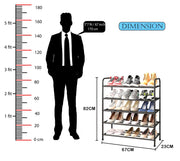 Lukzer Metal 5 Layer Shoe Rack Organizer (Black)