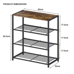 Lukzer 3-tier Metal & Wooden Multipurpose Storage Organiser Rack (Black)