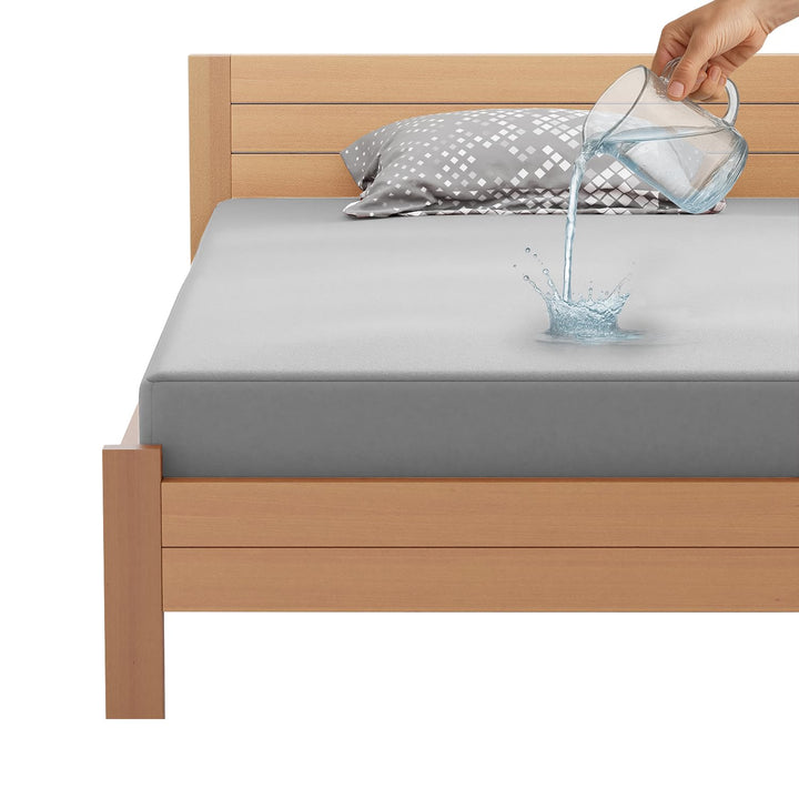 Lukzer Terry Cotton Waterproof Mattress Protector Grey (MTP-GR-001)