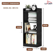 Lukzer 3 Layer Engineered Wood Multipurpose Rack Bookshelf Organizer Stand (MR-010/Black)