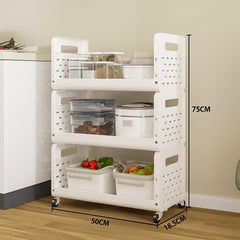 Lukzer 3-Tier Multipurpose Detachable Kitchen Storage Rack with Wheels (PMR-001/White)