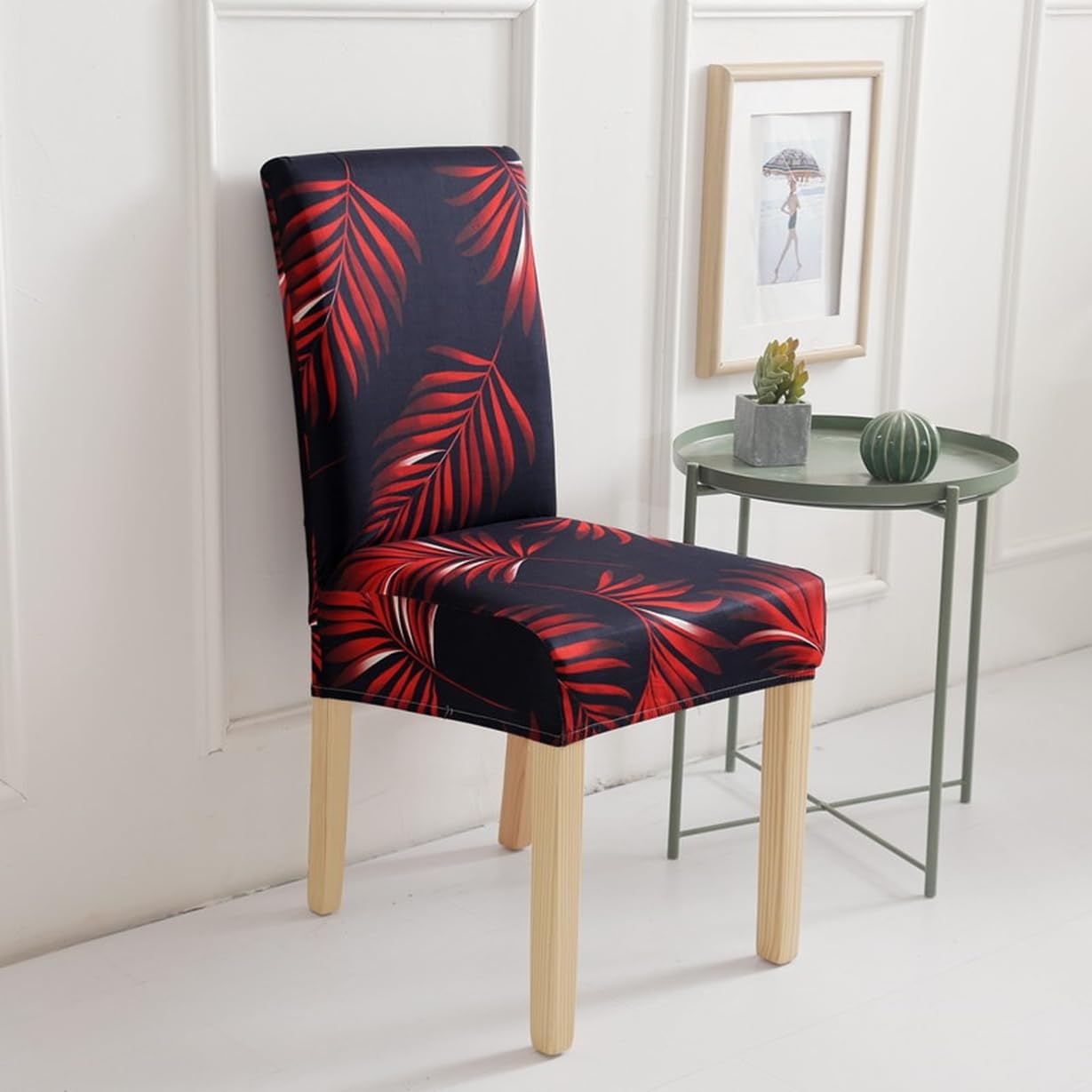 Lukzer Polyester Chair Cover -  Dark Grey with Print (CC-004-01)