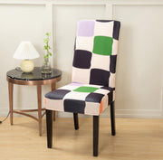 Lukzer Polyester Chair Cover -  Multi Color Square (CC-041-01)