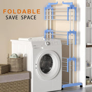 Lukzer 3-Tier Foldable Clothes Drying Rack with Wheels | Stainless Steel Laundry Stand | Space-Saving, Heavy-Duty, Rust-Resistant for Indoor Outdoor Use – Towels, Clothes, Bedsheets